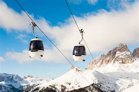 Premium Photo Ski Lift In Val Di Fassa Ski Resort In Winter Dolomites