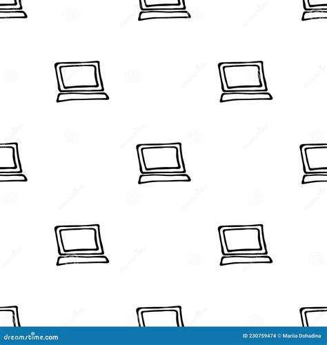 Seamless Pattern With Hand Drawn Computer Doodle Style Vector