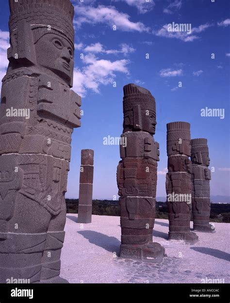 The Atlantes Or Toltec Warrior Statues At Tula Hidalgo Mexico Stock