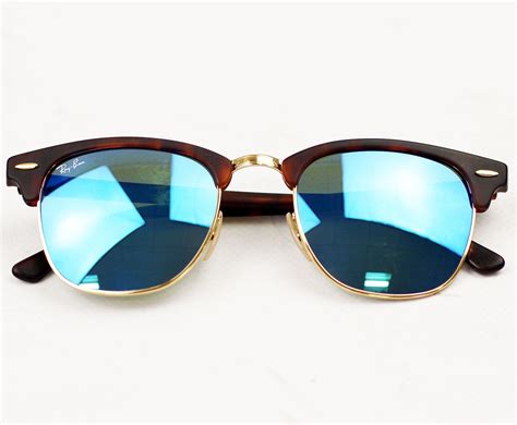 Ray Ban Clubmaster Retro 50s Mod Flash Lens Sunglasses Blue