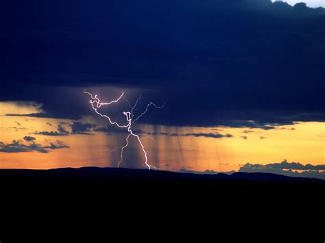 Forces Of Nature Cool Looking Lightning Storm With A Sunset