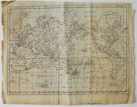 Old 18th Century World Map Displaying Tracks