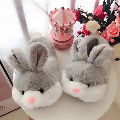 Cute Womens Bunny Slippers Couples Warm House Shoes