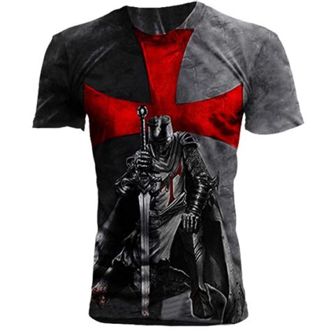 Cotosen Knights Templar And Crusader Style Casual Short Sleeve Printed T Shirt