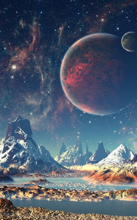 800x1280 Mountains Stars Space Planets Digital Art Artwork 4k Nexus 7