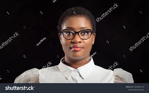 Closeup Portrait Confident Black Woman Wearing Stock Photo 2031817133