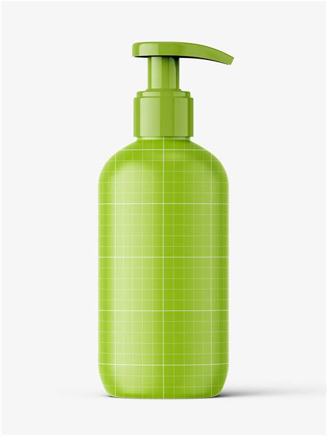 Download Glossy bottle with pump mockup / 250 ml - Smarty Mockups