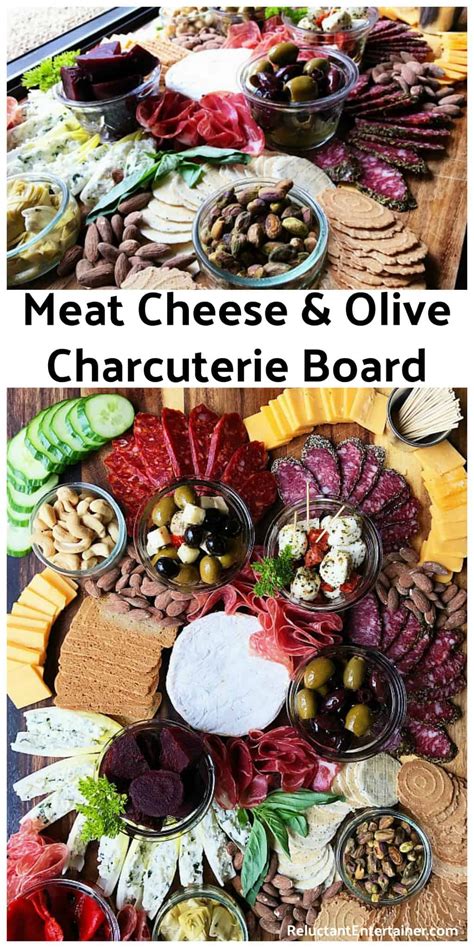 Meat Cheese Olive Charcuterie Board With Cured Meats Cheese Olives