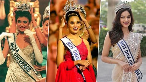 miss universe winners from india from sushmita sen to harnaaz kaur sandhu a look at past