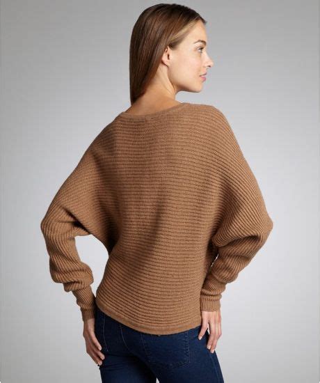 Bcbgmaxazria Camel Ribbed Knit Dolman Sleeve Camille Cropped Sweater In