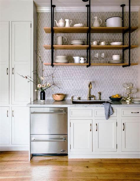 Open Kitchen Shelves Instead Of Cabinets Traditional Kitchen With A