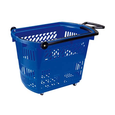 Plastic Shopping Basket On Wheels 3 Colours Plastic Rolling Baskets 33