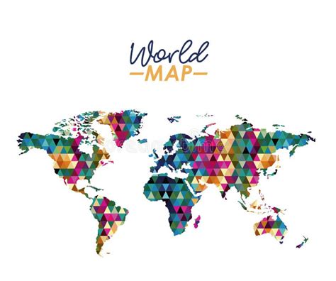 Carte Du Monde En Silhouette Colorée Géométrique De Forme Illustration