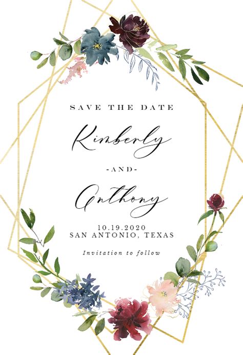 Here's a stunning save the date template from mountain modern life that will help you create a beautiful postcard you can send out to everyone you plan to invite to your wedding. Geometric & Flowers - Save the Date Card Template (Free in ...