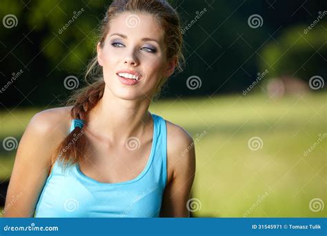 Slim Fitness Brunette Posing Stock Image Image Of Attractive Skinny