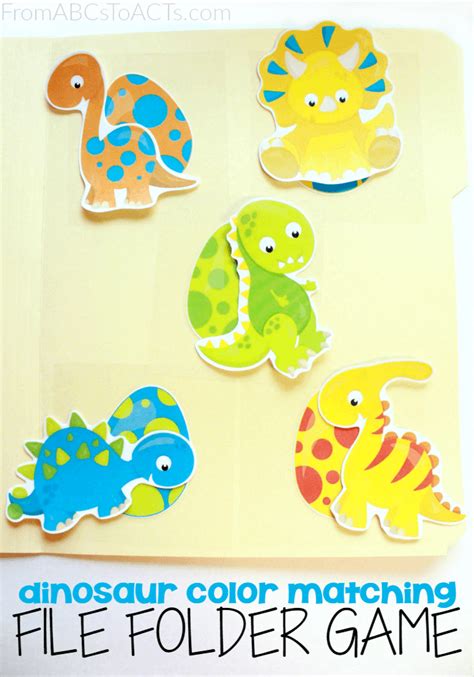 Dinosaur Color Matching File Folder Game From Abcs To Acts