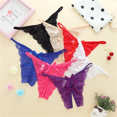 1pcs G String Lingerie Women Sexy Opening Crotch Panties Ladies Flower Lace Female Briefs Thongs