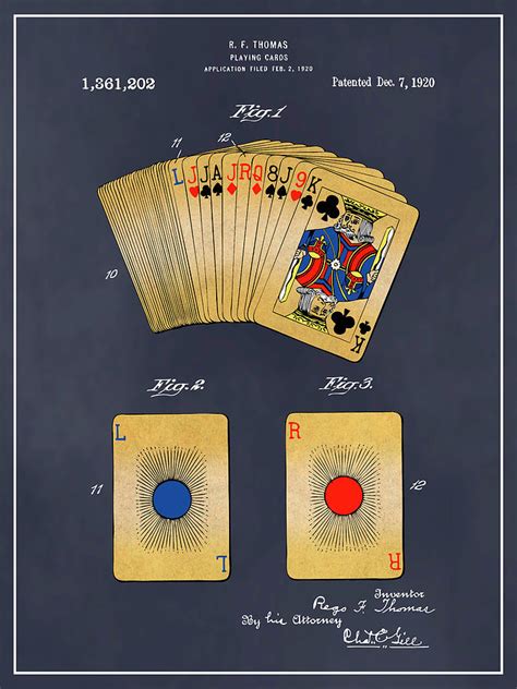 1920 Playing Cards Colorized Patent Print Blackboard Drawing By Greg Edwards Pixels