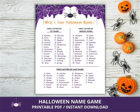 Halloween Name Game What S Your Halloween Name Halloween Etsy