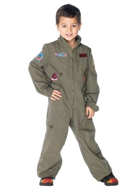 Top Gun Flight Suit Child Costume Boys Maverick Goose Pilot Navy