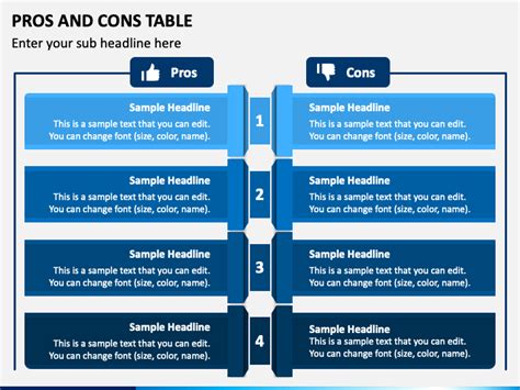 Pros And Cons Table PowerPoint Template PPT Slides