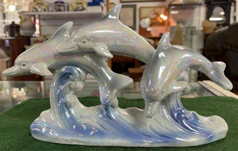 Poole Pottery Style Of Jumping Dolphins Figurine Vinterior