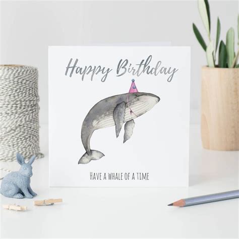 Whale Birthday Card By Dani Williams Art And Illustration Whale Birthday Watercolor Birthday
