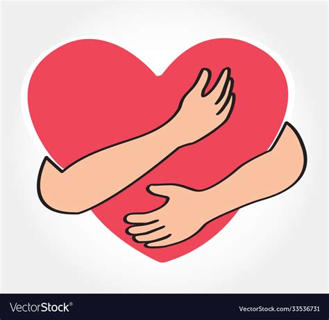 Hugging Heart Hug Yourself Royalty Free Vector Image
