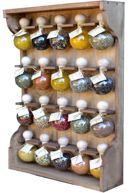 Quatre tiroirs vendu avec 15 bulles en verre vides et 15 pratique, avec des épices portés de mains, transformez vous en alchimiste des saveurs ! étagères en bois de style industriel à épices 20 bulles ...