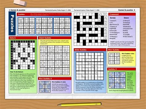 Sreenshot Newspaper Puzzle Challenge 10 Sudoku Kakuro Crossword