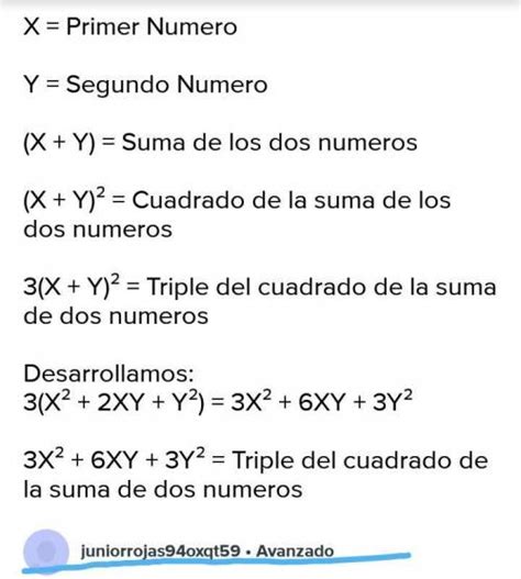 Traduce A Lenguaje Algebraico El Triple Del Cuadrado De Un Número