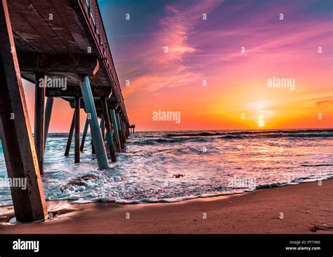 Hermosa Beach Pier During Sunset Stock Photo Alamy