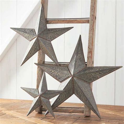 Rustic Tin Star Wall Decor Set Of 3 Metal Stars Decor Stars Wall