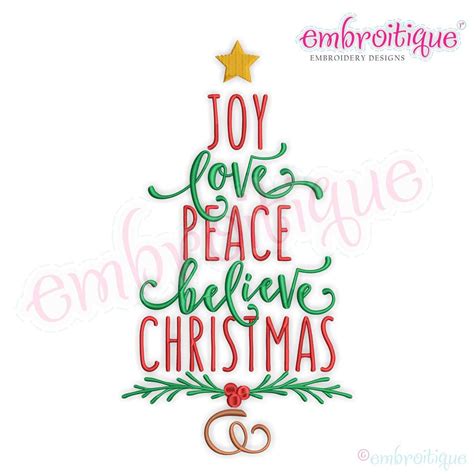 Joy Love Peace Believe Christmas Word Tree Instant Download Etsy