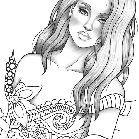 Printable Coloring Page Girl Portrait And Clothes Colouring Sheet Pdmrea