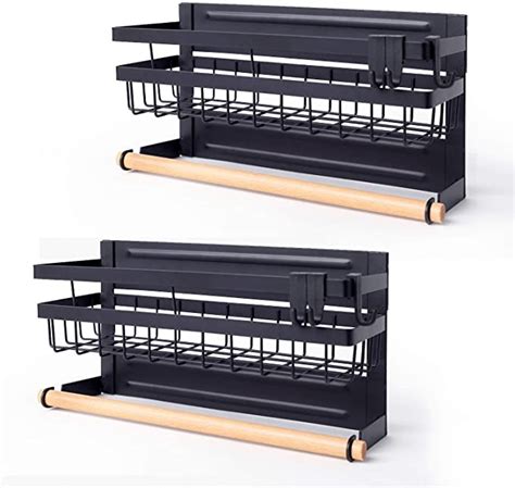 Sleclean Magnetic Spice Rack Organizer For Refrigerator Pack Of 2