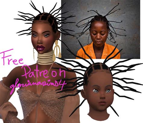 Traditionnal Hairstyle Glorianasims4 Sims 4 Afro Hair Sims 4