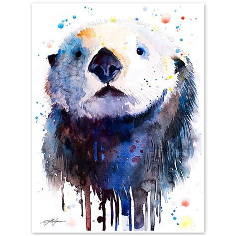 Sea Otter Watercolor Painting Print By Slaveika Aladjova