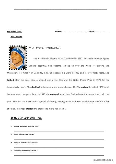 Biographies Reading For Detail Dee English Esl Worksheets Pdf And Doc