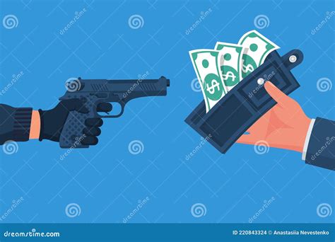 Criminal Threatening Gun Extorts Money From The Victim Stock Vector Illustration Of Theft