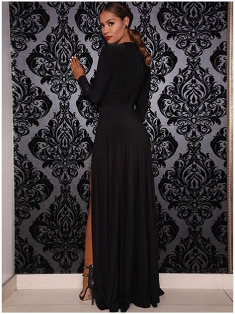 Cheap Black Long Sleeve Maxi Formal Evening Gowns Online Store For