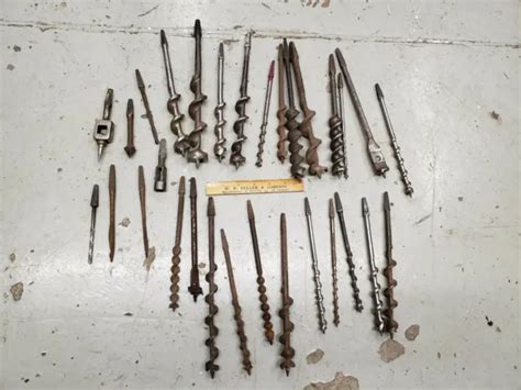 Antique Tools Brace Bit Hand Drill Auger Bits Lot Vintage 8010 Picclick
