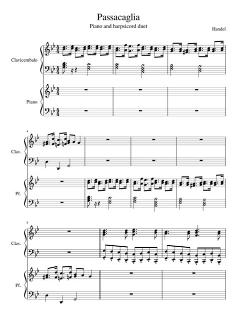 Passacaglia Original Duet Sheet Music For Piano Harpsichord Mixed