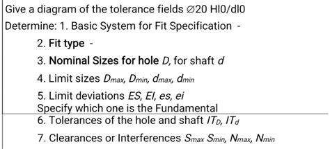 Solved Texts Give A Diagram Of The Tolerance Fields 20 Hio Dl0 Determine 1 Basic System For