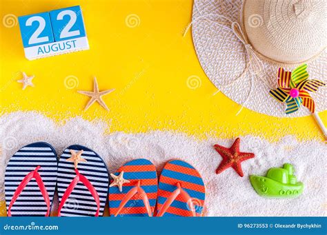 August 22nd Image Of August 22 Calendar With Summer Beach Accessories