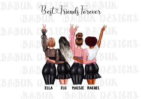 Best Friend Print 4 Girls Bestie Ts Friendship T Etsy