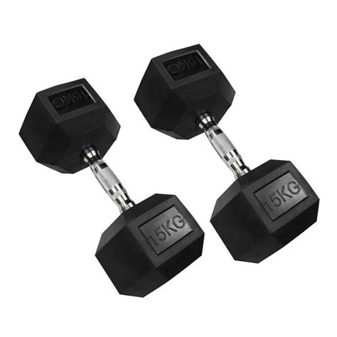 Generic 15kg Pair Fixedhexagon Shaped Rubber Dumbbells Best Price