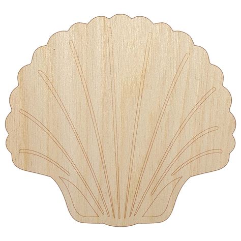 Scallop Seashell Beach Shell Wood Shape Unfinished Piece Cutout Craft