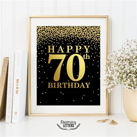 Happy 70th Birthday Print Birthday Poster 70th Birthday Etsy