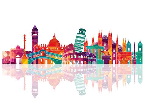 Italy Skyline Royalty Free Drawing Colorful City Silhouette Png